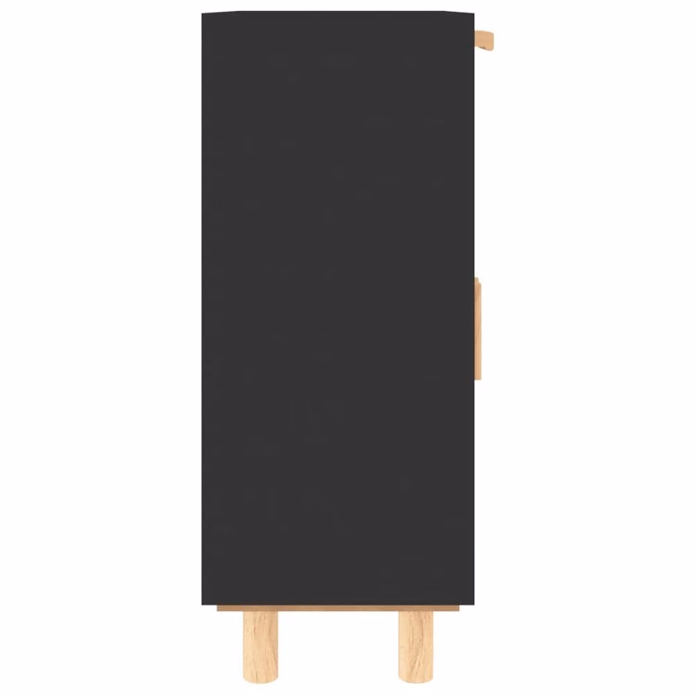 Berkfield Home Black Sideboard in Solid Pine and Natural Rattan, W/D/H: 60 x 30 x 75 cm – 4