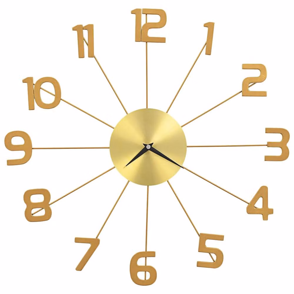 Berkfield Home Round Quartz Wall Clock in Gold Metal, Diameter: 50 cm – 2