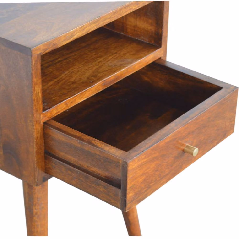 Wyld Haus Olbia Mini Chestnut Mango Wood Bedside Table with Drawer in Brown – 4