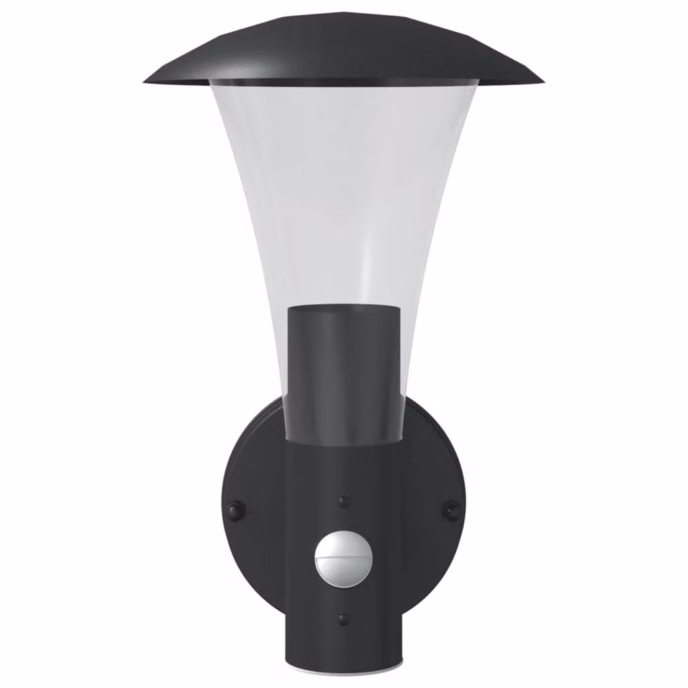 Berkfield Home Set of 2 Black Stainless Steel Outdoor Wall Lights with Motion Sensor and E27 Replaceable Bulb – 2