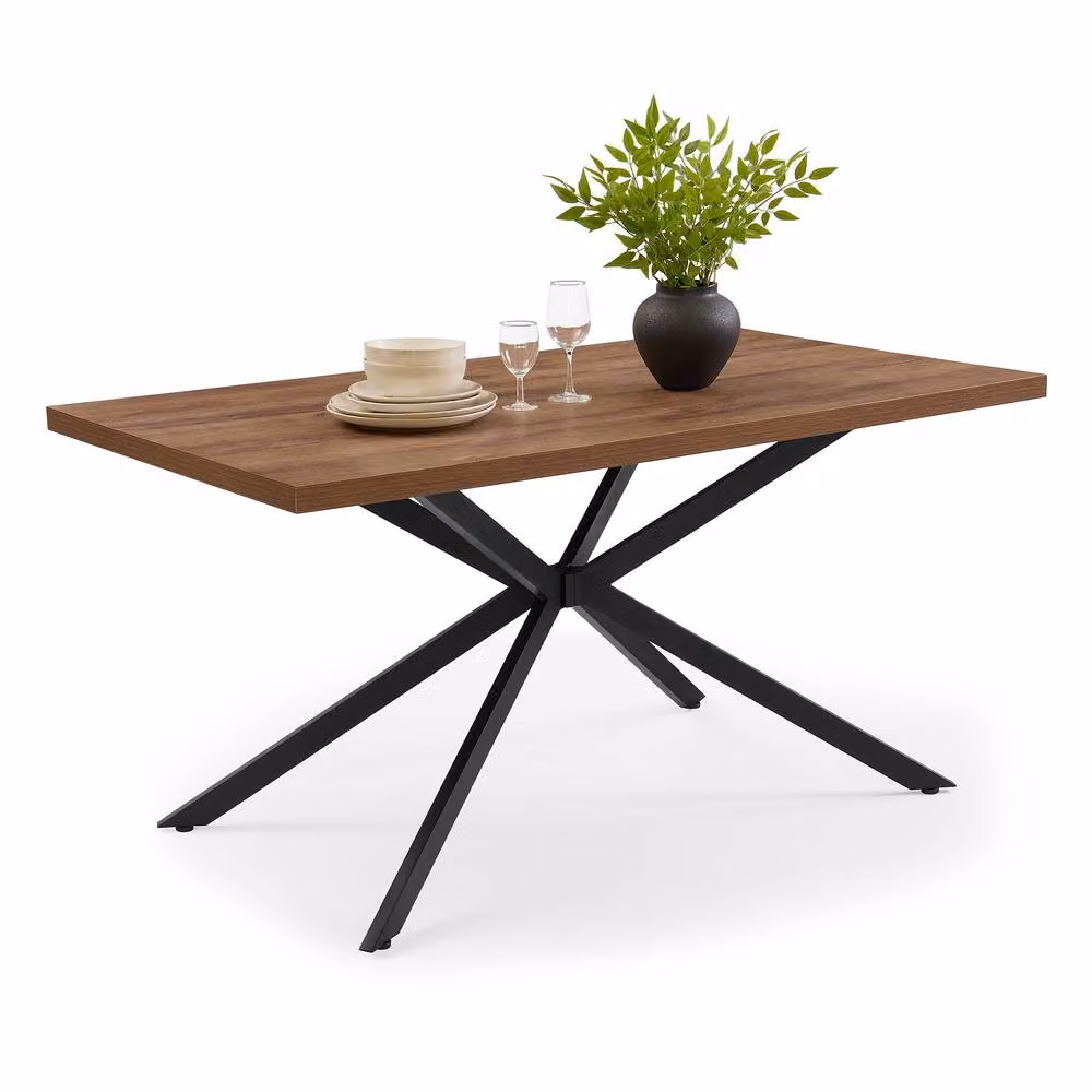 VonHaus Abel Rectangular 6 Seater Wood Effect Dining Room Table in Dark Brown, W/D/H: 150 x 85 x 75.5 cm – 2