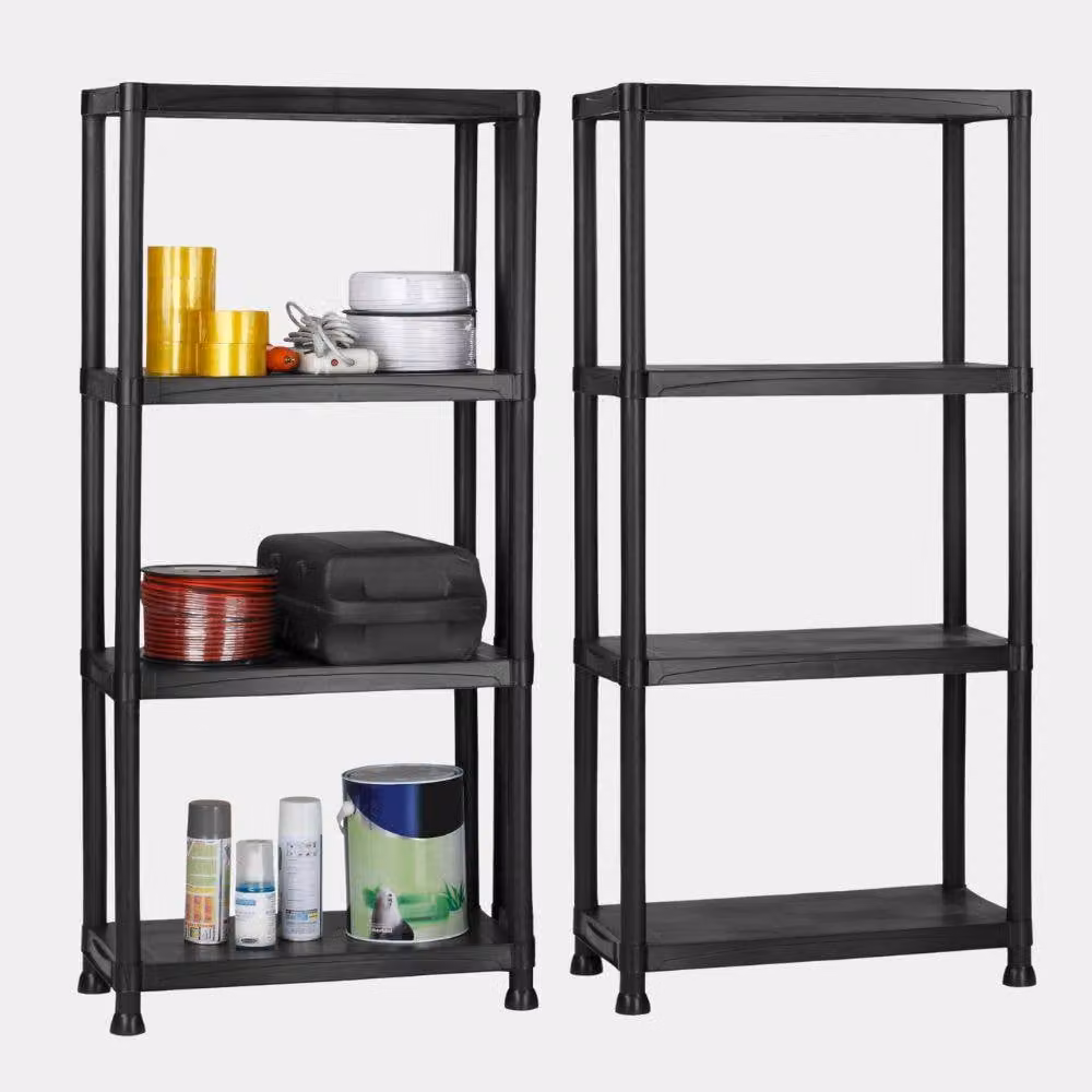 VonHaus 4 Tier Black Wall Mounted Garage and Garden Storage Shelving Units – 8