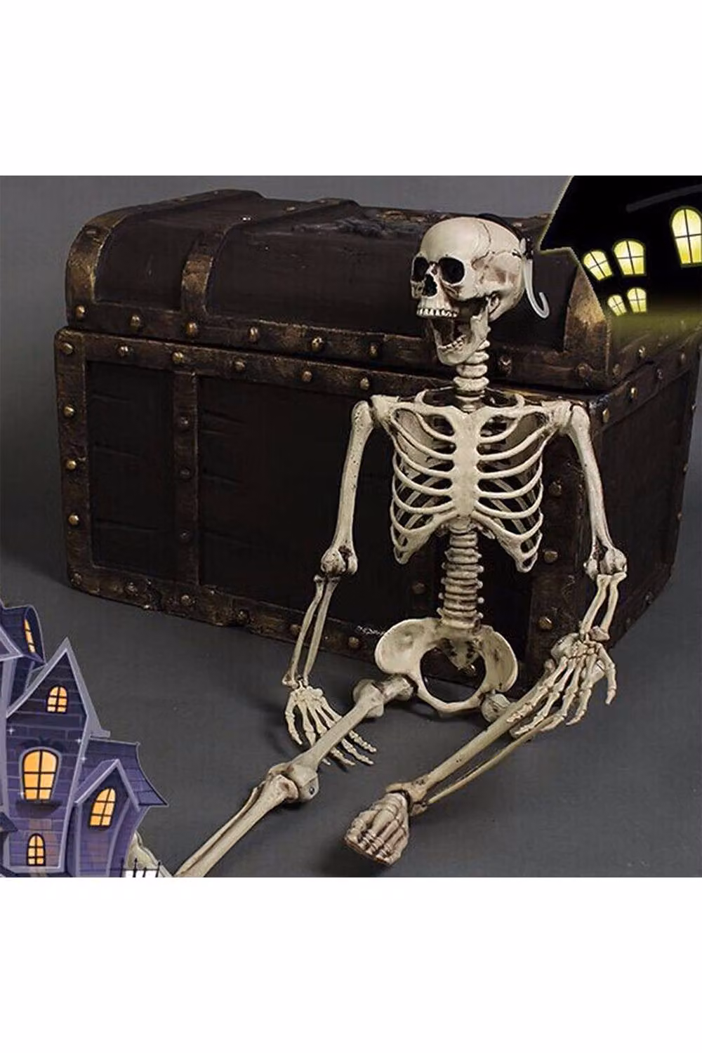 H&O Direct Spooky Halloween Skeleton with Poseable Limbs in White, Height: 160 cm – 2