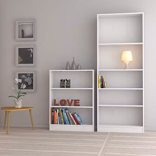 Furniture To Go Basic Low Wide Bookcase with 2 Shelves in White – 3