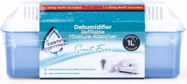 MantraRaj Refillable Moisture Absorber Dehumidifier Damp Trap, Blue and White, 1kg