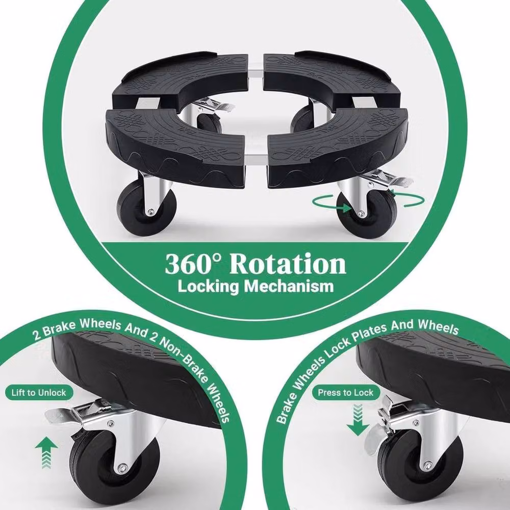Kelvenix Black Planter Trolley Pot Mover with 220kg Load Capacity, W: 1000 cm, D: 52 cm – 5