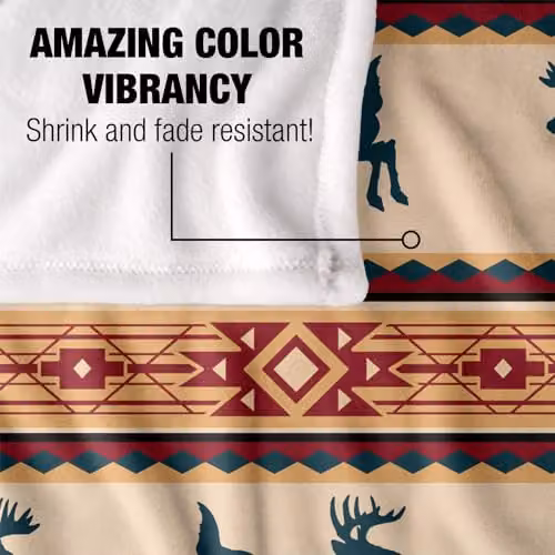 JQ Licensing Southwest Lodge Deer Silky Touch Super Soft Fleece Throw Blanket, Multicolour, W/D/H: 91 x 147 cm – 3