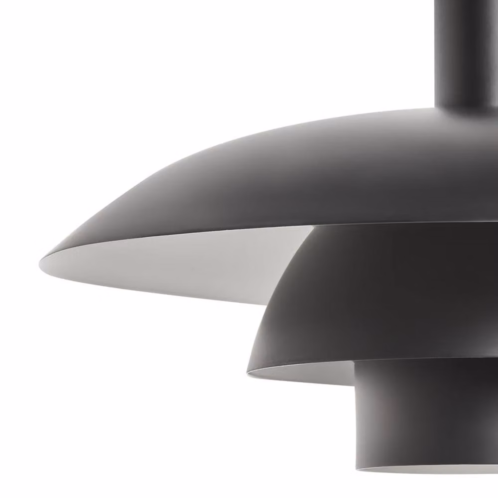 Wyld and Coco Mid-Century Style Matte Black Metal Tiered Dome Pendant Lamp – 3