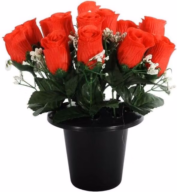 KDMD Essential Red Rose Remembrance Pot in Red, Green and Black