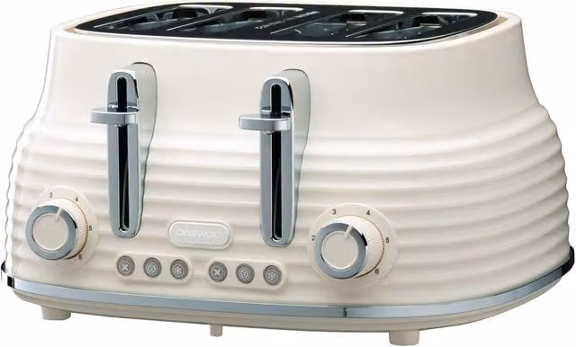 Daewoo Sienna 4 Slice Toaster with High Lift and 6 Browning Settings, Beige SDA2483GE