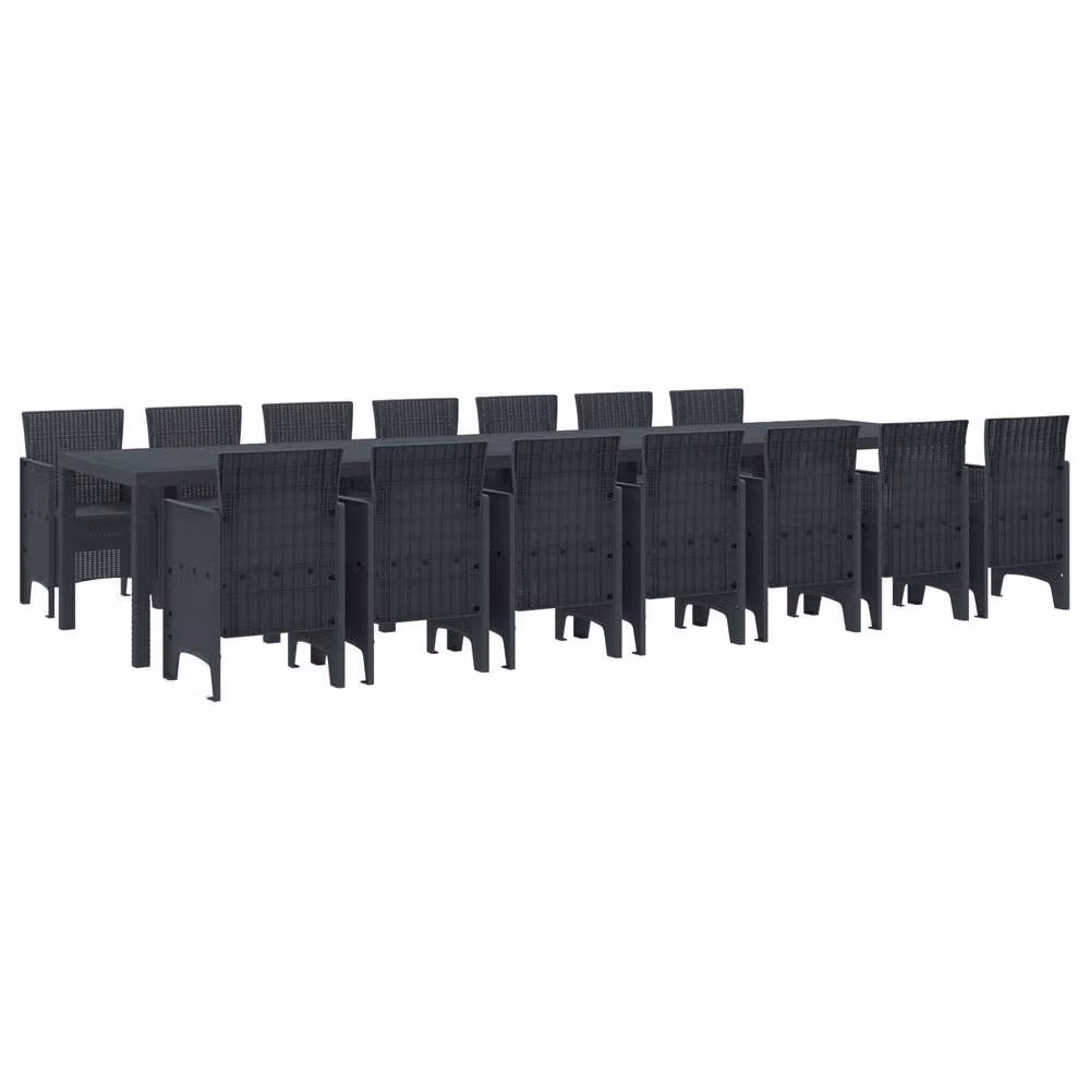 Berkfield Home 15 Piece Anthracite Poly Rattan Garden Dining Set – 2