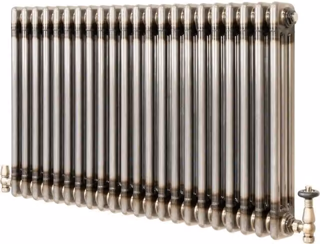 Monster Shop Raw Metal Steel Radiator with Integrated Valves in Silver, W/D/H: 101 x 11 x 60 cm