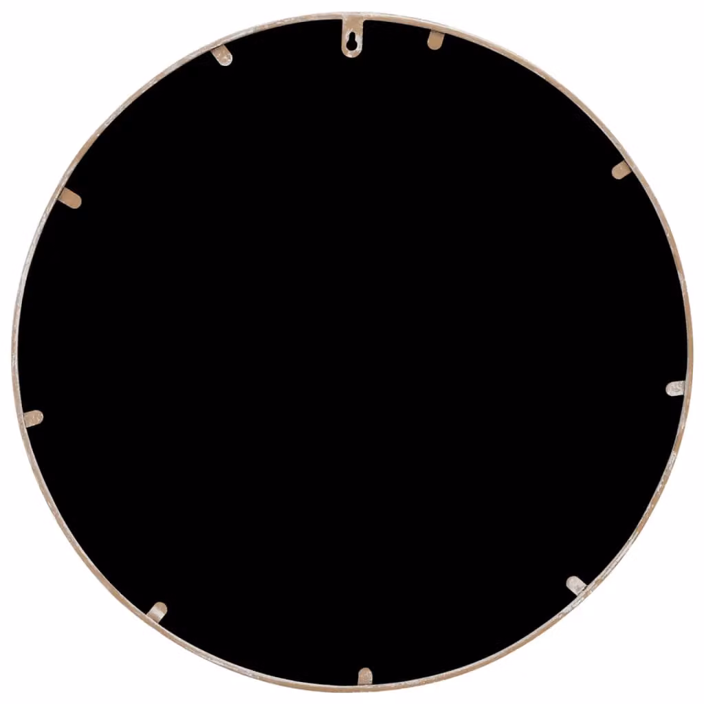 Berkfield Home Round Floral Metal Wall Mirror in Beige, W: 60 cm, D: 3 cm – 3