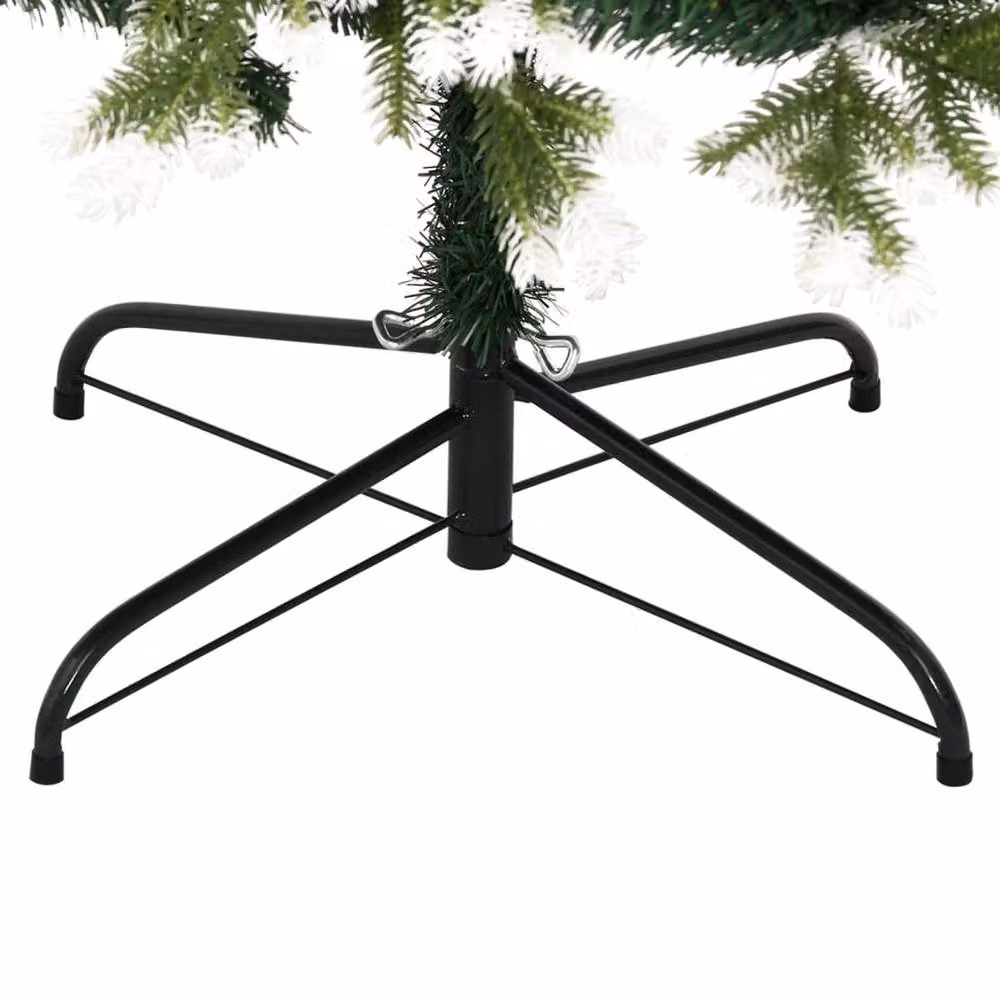 Berkfield Home Beautiful Artificial Hinged Christmas Tree with Flocked Snow, Green and White, Height: 180 cm – 6