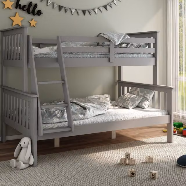 Rest Relax Carrie Grey Triple Sleeper Made of Solid Pine Wood, W/D/H: 120 x 200 cm