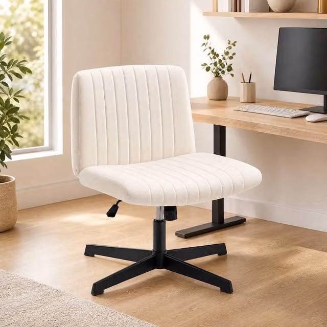 STILVORA Swivel Task Chair in Beige Fabric with Height and Weight Adjustment – 1