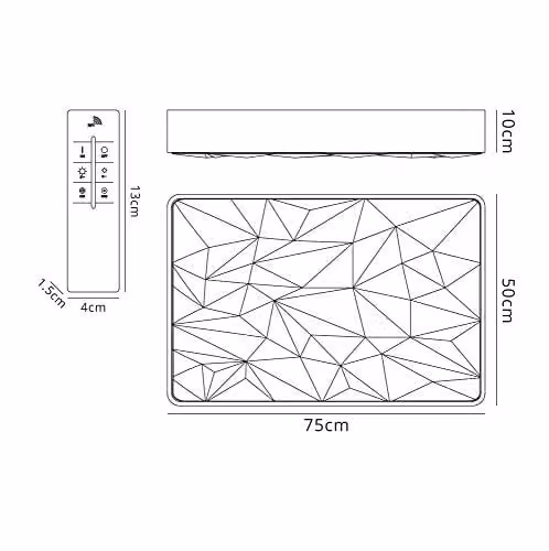 Netlighting Fusion Rectangular Flush Ceiling LED Light, White, 60W, 4500lm, 3000-6500K Tunable with Remote Control