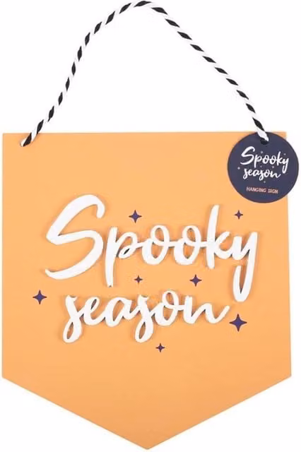 Something Different Spooky Season Orange Geometric Wooden Hanging Wall Plaque