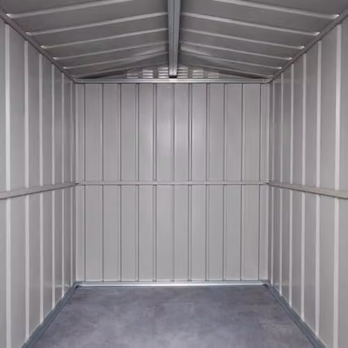 Globel Grey Metal Garden Storage Shed with Apex Roof, Sliding Double Doors and Air Vents, W/D/H: 182.88 x 152.4 x 193.51 cm – 2