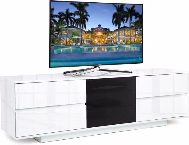 AVITUS ULTRA TV Cabinet with Glass Door in White and Black, W/D/H: 158.0 x 40.0 x 48.0 cm
