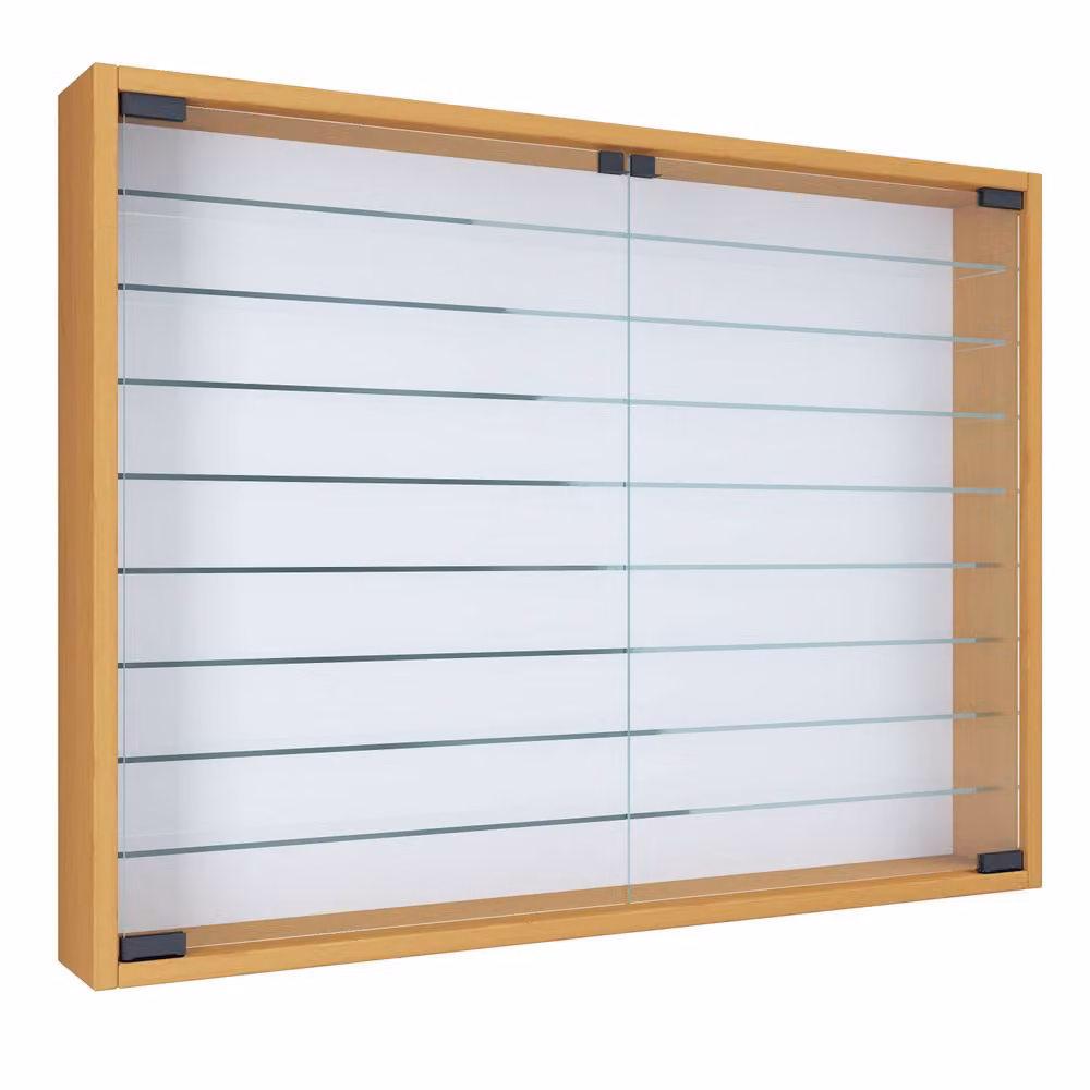 VCM Mandosa XXL Wall Mounted Hanging Display Case with Glass Doors in Light Oak, W/D/H: 80 x 20 x 60 cm – 2