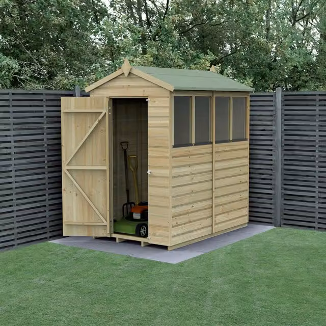 Beckwood Apex Wood Garden Shed in Brown, W 120 cm x D 180 cm x H 220 cm