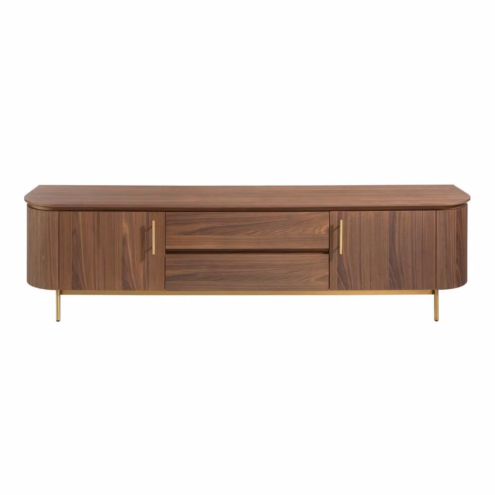 Angel Cerda Walnut TV Stand with Gold Polished Steel Legs, Brown, W/D/H: 220 x 45 x 55 cm – 2