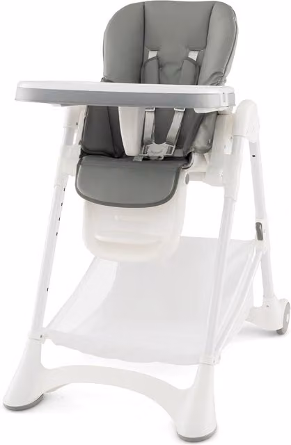 COSTWAY Foldable Baby High Chair with Synthetic Leather Cushions in Grey