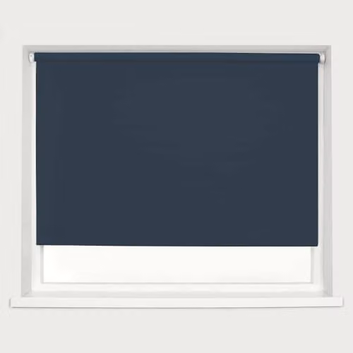 Caecus Blue Blackout Roller Blind with Metal Fittings, UV Resistant and Thermal Insulating, Width: 150 cm, Drop: 160 cm