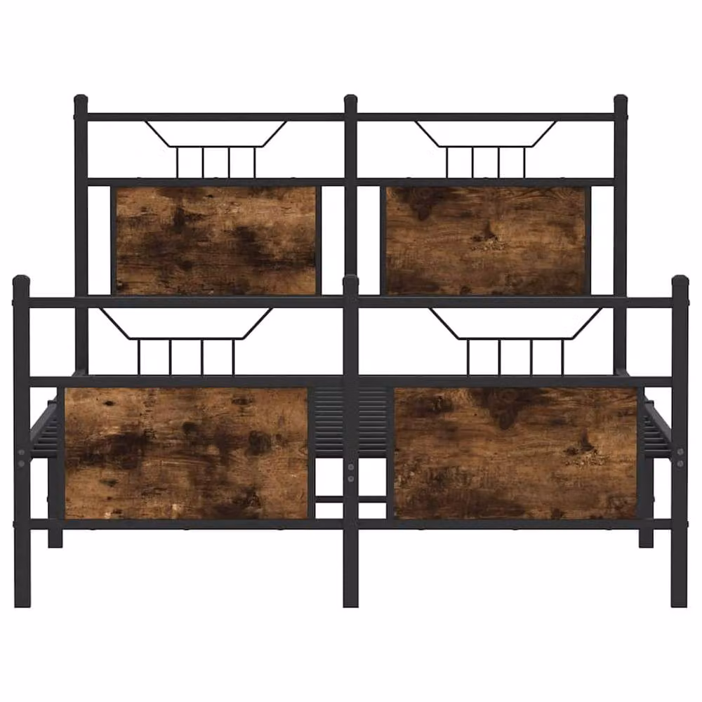 Berkfield Home Small Double Bed Frame in Smoked Oak and Brown Engineered Wood, W/D/H: 120 x 200 x 91.5 cm – 4