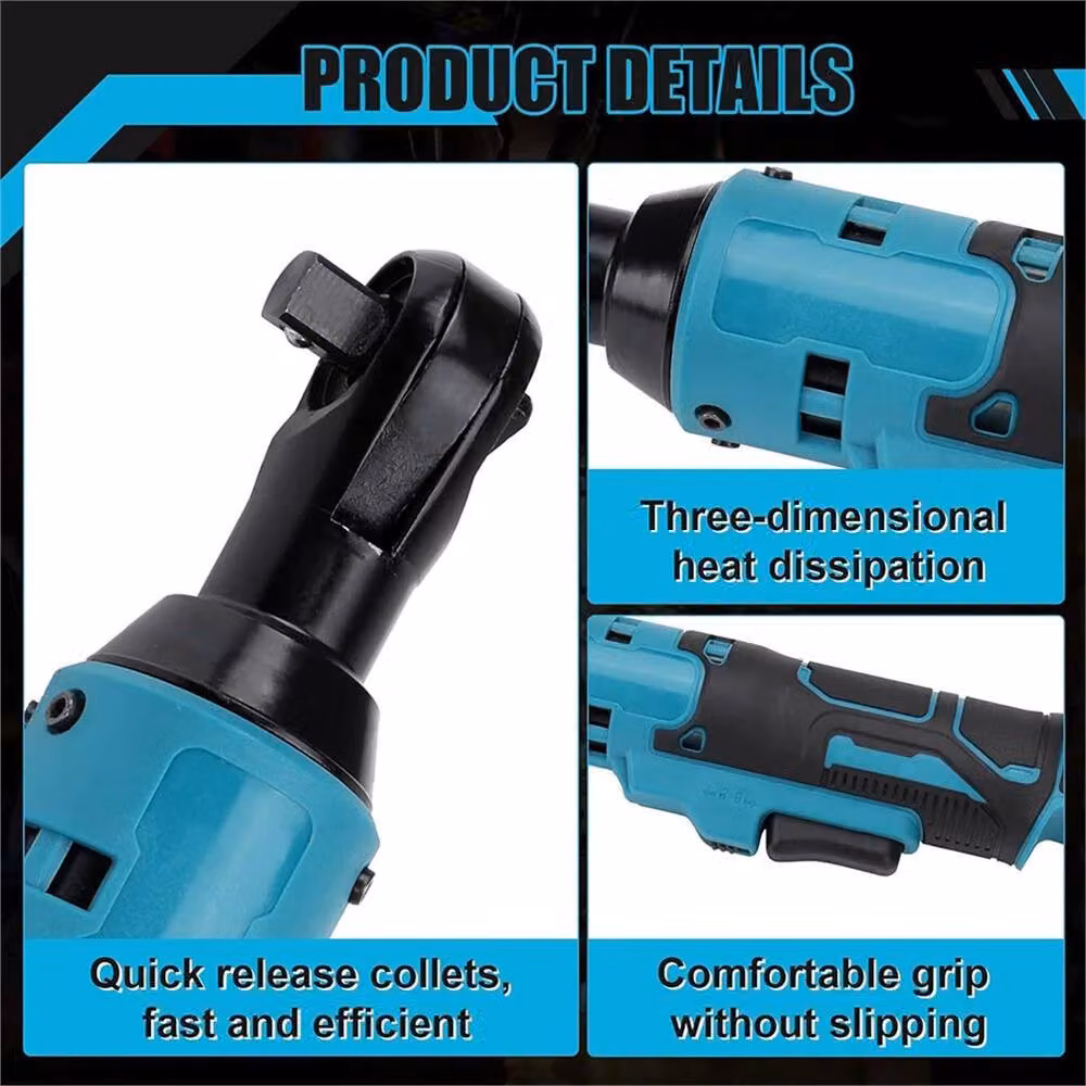 VOGREX Cordless 3/8 inch Electric Ratchet Wrench for 18V Battery, Blue – 5