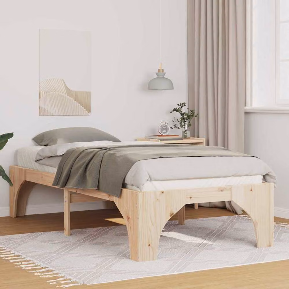 Berkfield Home Floor Bed Frame with Lift Up Storage in Brown Solid Pine Wood, W: 80 cm, L: 200 cm – 1