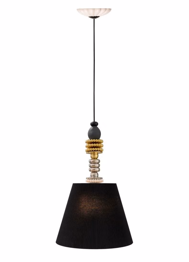 Lladró Firefly Hanging Lamp by Olga Hanono in White, Grey and Black Ceramic
