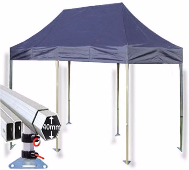 Crocodile Trading Ltd Extreme 40 Instant Pop Up Gazebo, Navy Blue, W: 6 m, D: 3 m, H: 2.1 m