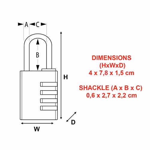Master Lock Aluminium Combination Padlock, Black, W: 4 cm, D: 7.8 cm, H: 1.5 cm – 4