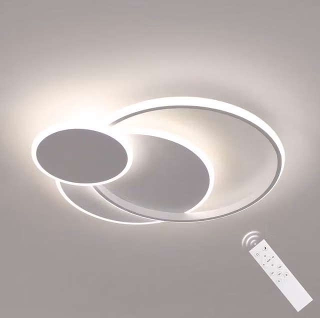 Pheashine White Round LED Ceiling Light, 38W Dimmable Flush Mount Lamp with Remote Control