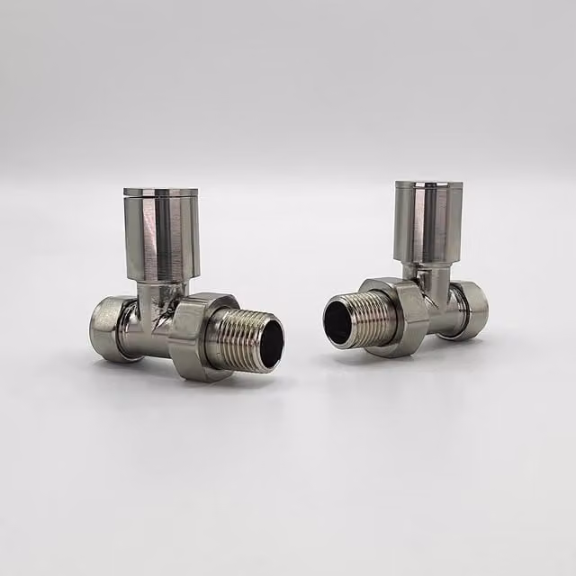 Lux Heat Round Manual Valve Set in Brushed Nickel