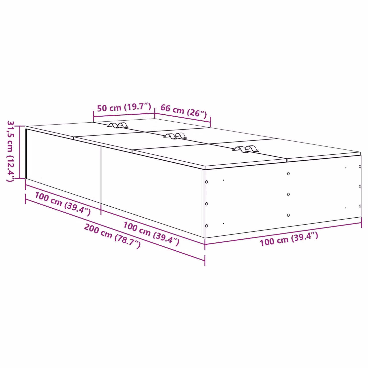 Berkfield Home Rustic Solid Pine Storage Bed Frame with Drawers, Brown, W/D/H: 100 x 200 cm – 3