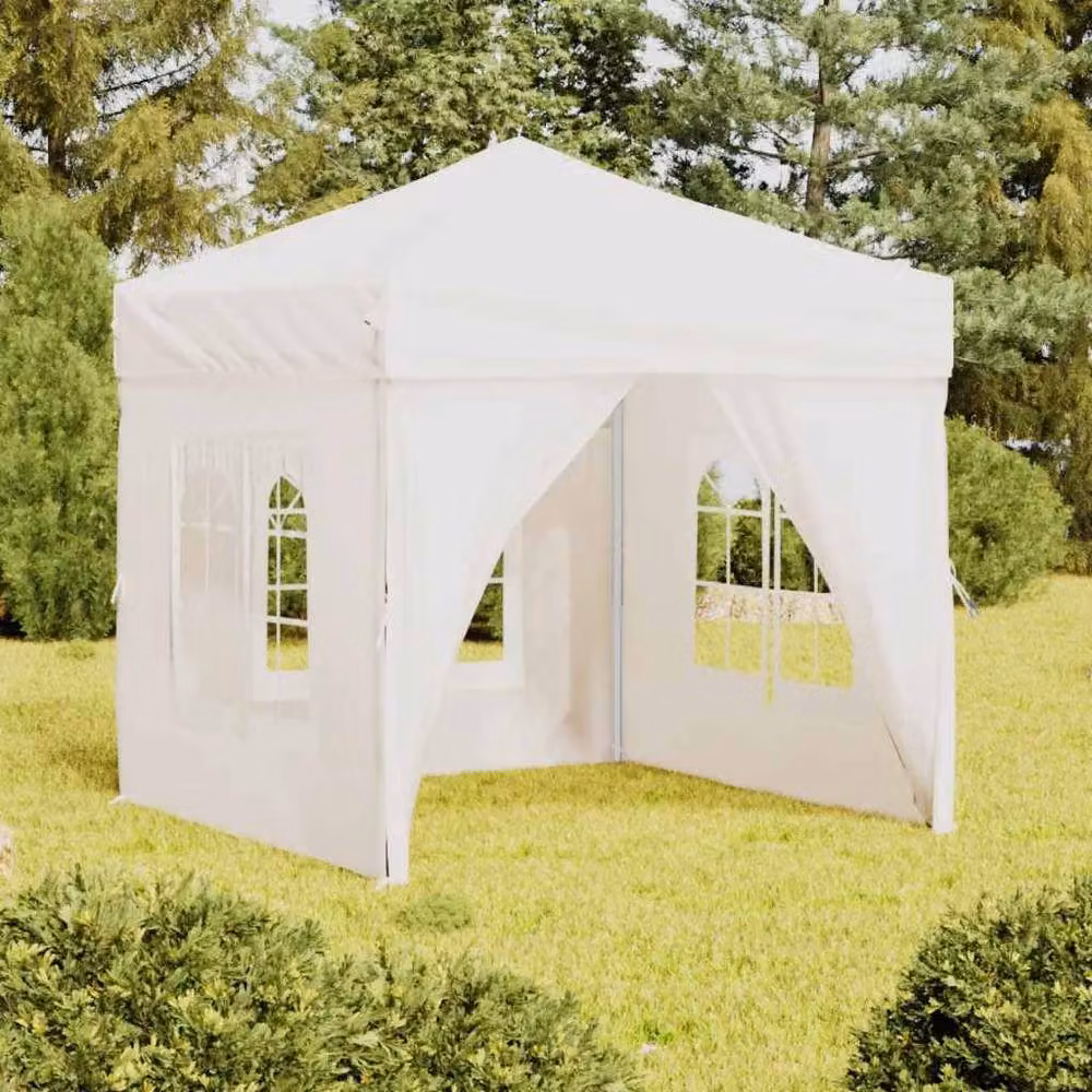 Berkfield Home Folding Party Tent with Sidewalls in White and Silver, W/D/H: 200 x 200 x 200 cm – 2