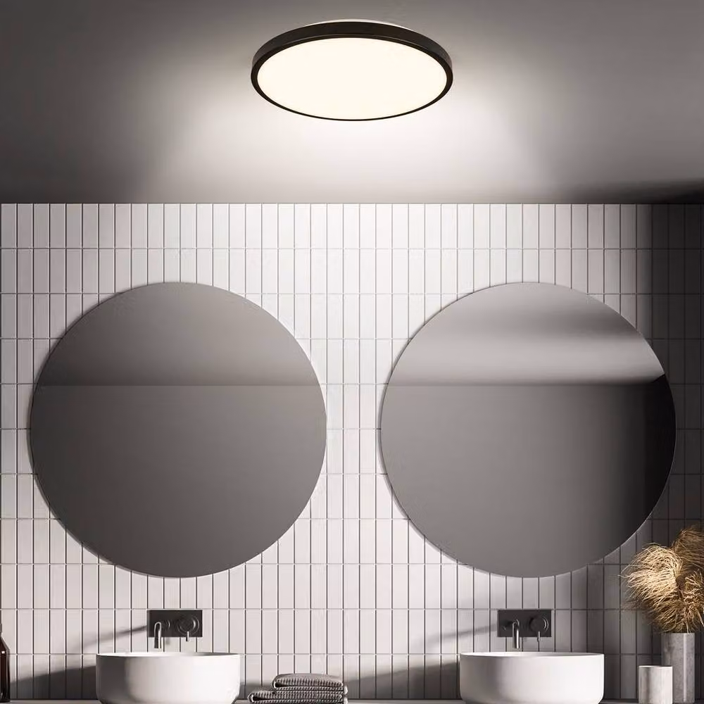Briloner Black LED Ceiling Light with Motion Sensor and Warm White Light, IP54, W/D/H: 29 x 29 x 7.5 cm – 5