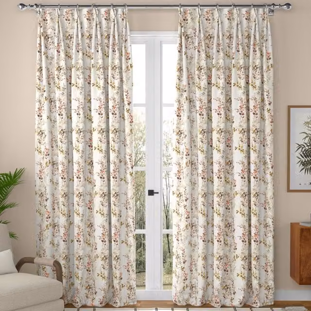ANTE DECOR Arlene Made To Measure Blackout Floral Cotton Curtains in Red and White