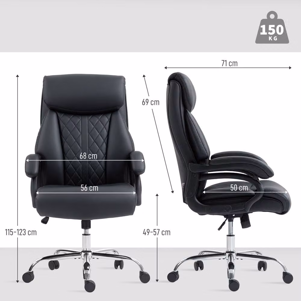 STILVORA Black Synthetic Leather Executive Office Chair with Headrest and Armrests – 3