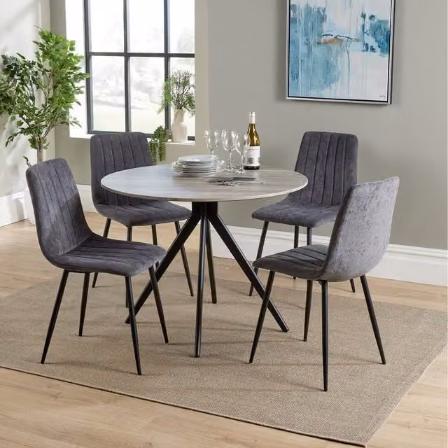 Core Products Ltd Aspen Round Dining Table and Four Chair Set, Grey