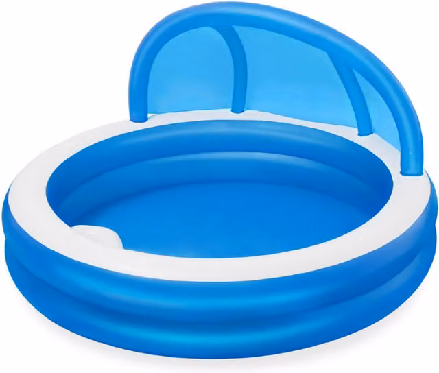 Bestway Inflatable Round Kids Paddling Pool with Canopy and Drain Valve, Blue