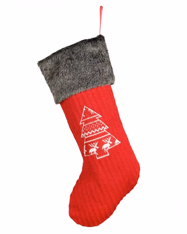 Dibor Set of 4 Red Nordic Tree Christmas Gift Bags and Stockings – 2