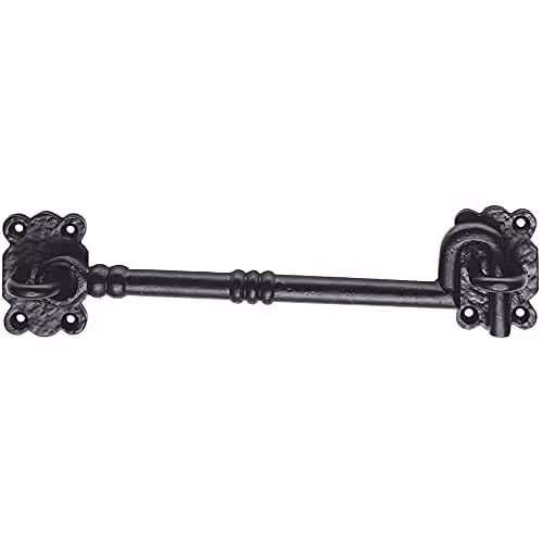 Loops Ornate Cabin Hook and Eye in Black Antique Hammered Finish