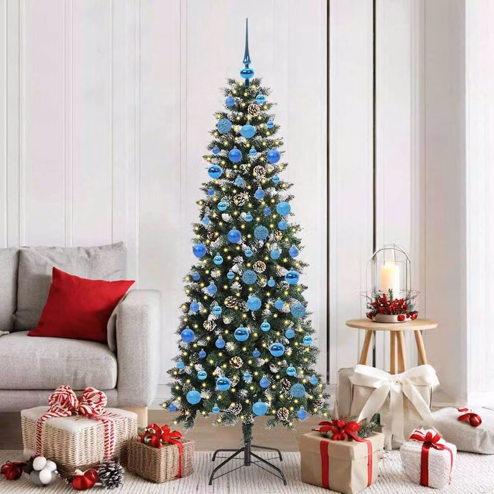Berkfield Home Elegant Green Artificial Christmas Tree with 300 LEDs, W/D/H: 76 x 76 x 180 cm – 2