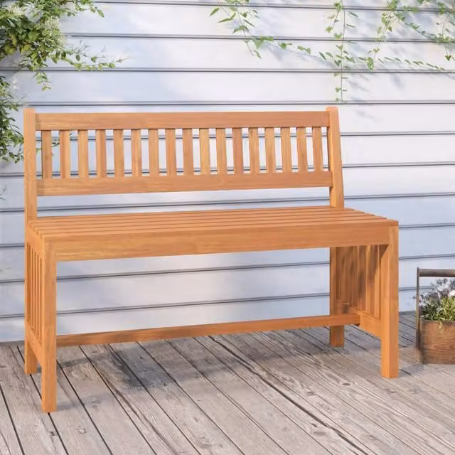 Berkfield Home Solid Wood Eucalyptus Garden Bench in Brown, Width: 110 cm