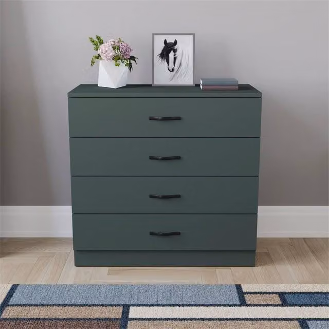 FORGEVIO Modern 4 Drawer Green Wood Chest of Drawers for your Bedroom