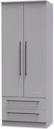 Welcome Furniture Beverley 2 Door 2 Drawer Tall Double Wardrobe in Grey